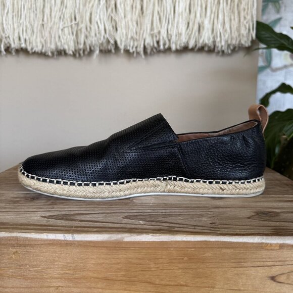 Gentle Souls Lizzy Slip On Black Pebbled Leather Espadrille Loafers Size 8.5 - Picture 6 of 14